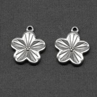 Stainless Steel Flower Pendant silver color plated Sold By PC