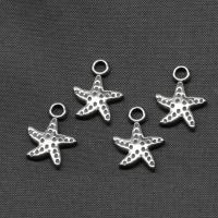 Jóias Pingentes de aço inoxidável, Estrela do mar, cromado de cor prateada, 17x13x2mm, vendido por PC
