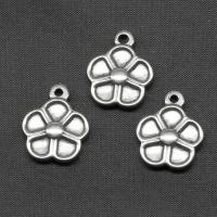 Stainless Steel Flower Pendant, silver color plated, 18x15x2mm, Sold By PC