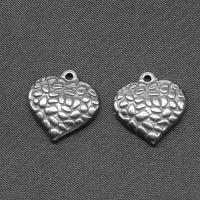 Stainless Steel Heart Pendants, silver color plated, 16x15x3mm, Sold By PC