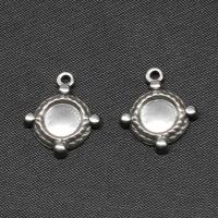 Stainless Steel Pendant Setting, Round, silver color plated, 15x13x1mm, Sold By PC