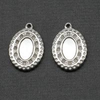 Stainless Steel Pendant Setting, Ellipse, silver color plated, 20x17x3mm, Sold By PC