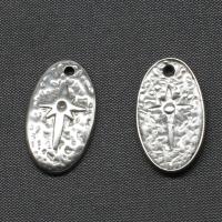 Stainless Steel Pendants, Ellipse, silver color plated, 20x14x2mm, Sold By PC