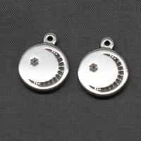 Stainless Steel Pendant Setting, Round, silver color plated, 19x15x2mm, Sold By PC
