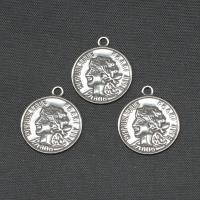 Stainless Steel Pendants, Round, silver color plated, 22x18x1mm, Sold By PC