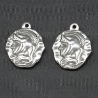 Stainless Steel Pendants, Round, silver color plated, 24x20x4mm, Sold By PC