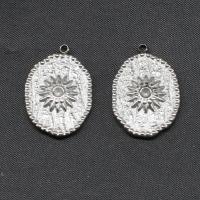 Stainless Steel Pendants Ellipse silver color plated Sold By PC