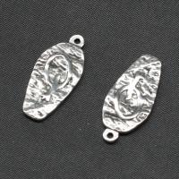 Pendants Jewelry Cruach dhosmálta, dath airgid plated, 24x11x2mm, Díolta De réir PC