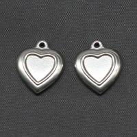 Stainless Steel Pendant Setting, heart and key, silver color plated, 18x15x3mm, Sold By PC