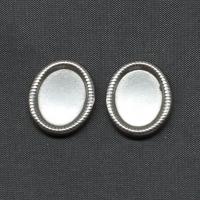 Stainless Steel Cabochon Setting, Ellipse, silver color plated, 18x15x2mm, Sold By PC