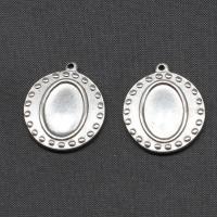 Stainless Steel Pendant Setting Ellipse silver color plated Sold By PC