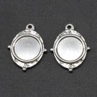 Stainless Steel Pendant Setting, Ellipse, silver color plated, 24x18x2mm, Sold By PC