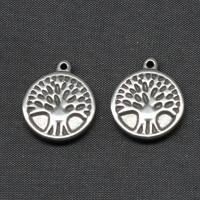 Stainless Steel Pendants, Round, silver color plated, 18x15x2mm, Sold By PC