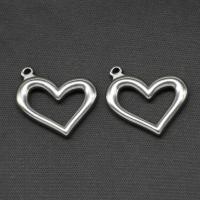 Stainless Steel Heart Pendants, silver color plated, 26x29x4mm, Sold By PC