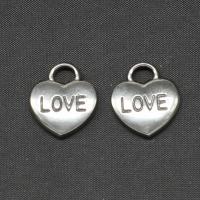 Stainless Steel Heart Pendants, silver color plated, 18x15x3mm, Sold By PC