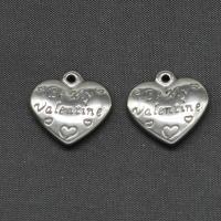 Нержавеющая сталь Сердце Подвески, нержавеющая сталь, плакирован серебром, 17x17x4mm, продается PC
