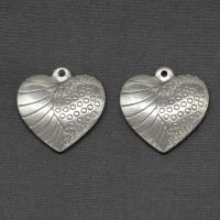 Pendientes Corazón de acero inoxidable, chapado en color de plata, 24x24x4mm, Vendido por UD