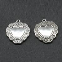 Stainless Steel Pendant Setting, Heart, silver color plated, 25x23x3mm, Sold By PC