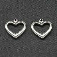 Stainless Steel Heart Pendants, silver color plated, 21x21x5mm, Sold By PC