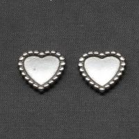 Stainless Steel Cabochon Setting, Heart, silver color plated, 14x15x3mm, Sold By PC