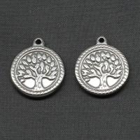 Stainless Steel Pendants, Round, silver color plated, 23x20x3mm, Sold By PC