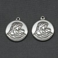 Stainless Steel Pendants, Round, silver color plated, 24x20x3mm, Sold By PC