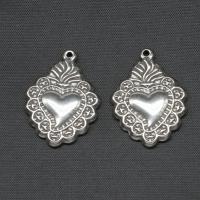 Bijoux pendentifs en acier inoxydable , coeur, Placage de couleur argentée, 31x23x3mm, Vendu par PC