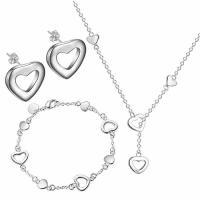 Brass Jewelry Set Stud Earring & bracelet & necklace silver color plated silver color 1*1cmuff0c18cmuff0c8cm Sold By Set