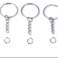 Tibetan Style Key Chain, DIY, silver color, 25mm, Sold By PC