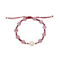 Quartz Bracelets, Brass, with Strawberry Quartz & Kyanite, more colors for choice, 7.50mm, Sold By Strand
