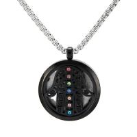 Stainless Steel Aromatherapy Pandent, Round, plated, DIY & with rhinestone, more colors for choice, 30mm, Sold By PC
