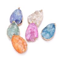 Ice Quartz Agate Pendant gold color plated DIY mixed colors 50mm Sold By PC