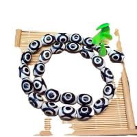 Natürliche Tibetan Achat Dzi Perlen, Trommel, poliert, DIY & verschiedene Größen vorhanden, schwarz, ca. 27PCs/Strang, verkauft von Strang