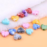 Perle acrylique, coeur, DIY, couleurs mélangées, 15x16mm, 10PC/sac, Vendu par sac