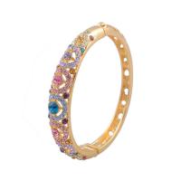 Bijoux de bracelet en alliage de zinc, Rond, Placage de couleur d'or, pour femme & avec strass, plus de couleurs à choisir, Diamètre intérieur:Environ 57mm, Vendu par PC