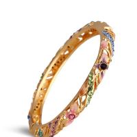 Bijoux de bracelet en alliage de zinc, Rond, Placage de couleur d'or, pour femme & avec strass, plus de couleurs à choisir, 8mm, Diamètre intérieur:Environ 57mm, Vendu par PC