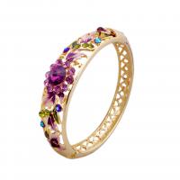 Zinc Alloy Bangle Round gold color plated for woman & with rhinestone & hollow 35mm Inner Approx 57mm Sold By PC