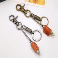 Tibetan Style Key Clasp, with PU Leather, for man, more colors for choice, nickel, lead & cadmium free, Sold By PC