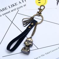 Zinc Alloy Key Clasp with PU Leather for man black nickel lead & cadmium free Sold By PC