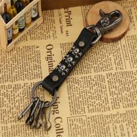 Tibetan Style Key Clasp, with PU Leather, for man, more colors for choice, nickel, lead & cadmium free, 200mm, Sold By PC