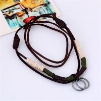 PU Leather Cord Necklace Zinc Alloy with PU Leather Adjustable & handmade & Unisex brown nickel lead & cadmium free 85-86cmuff0c0.3cm Sold By Strand