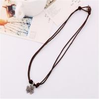 PU Leather Cord Necklace Zinc Alloy with PU Leather Four Leaf Clover Adjustable & handmade & Unisex brown nickel lead & cadmium free 25*2cmuff0c0.2cm Sold By Strand
