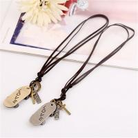 PU Leather Cord Necklace Zinc Alloy with PU Leather Adjustable & handmade & Unisex nickel lead & cadmium free 68-75cmuff0c0.3cm Sold By Strand