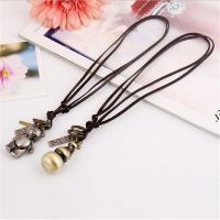 PU Leather Cord Necklace, Tibetan Style, with PU Leather, Adjustable & handmade & Unisex & different styles for choice, nickel, lead & cadmium free, 68-75cmuff0c0.3cm, Sold By Strand