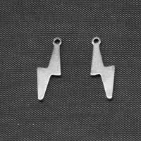 Bijoux pendentifs en acier inoxydable , Symbole de la foudre, Placage de couleur argentée, 13x5x1mm, Vendu par PC