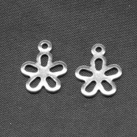 Stainless Steel Flower Pendant, silver color plated, 14x12x1mm, Sold By PC