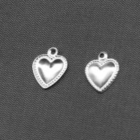 Stainless Steel Heart Pendants, silver color plated, 10x8x1mm, Sold By PC