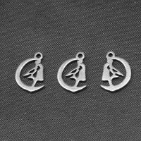 Stainless Steel Pendants, Moon, silver color plated, 12x8x1mm, Sold By PC