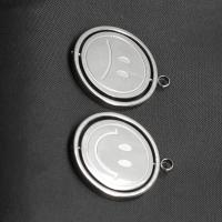 Bijoux pendentifs en acier inoxydable , Rond, Placage de couleur argentée, 29x25x1mm, Vendu par PC