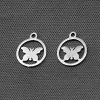Stainless Steel Pendants, Round, silver color plated, 10x10x1mm, Sold By PC